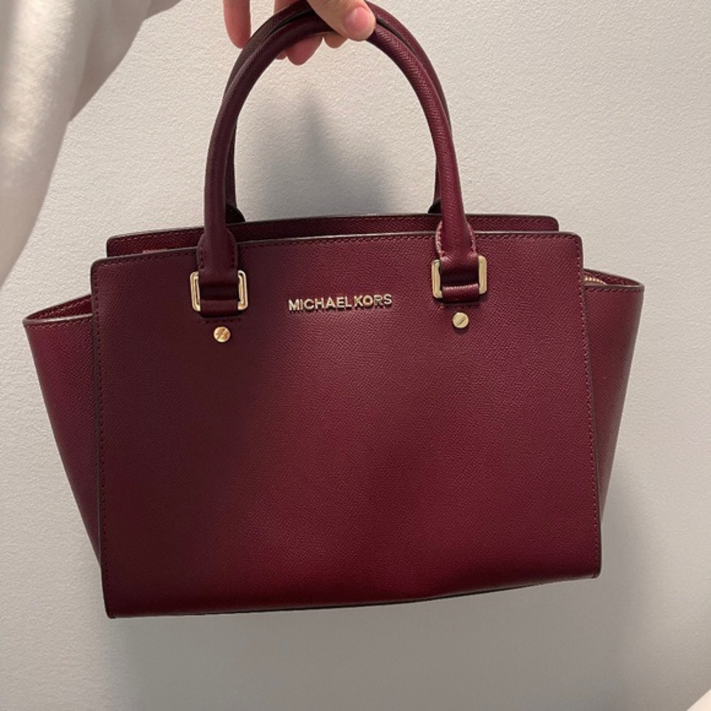 Michael Kors Burgundy Leather Medium Selma Crossbody